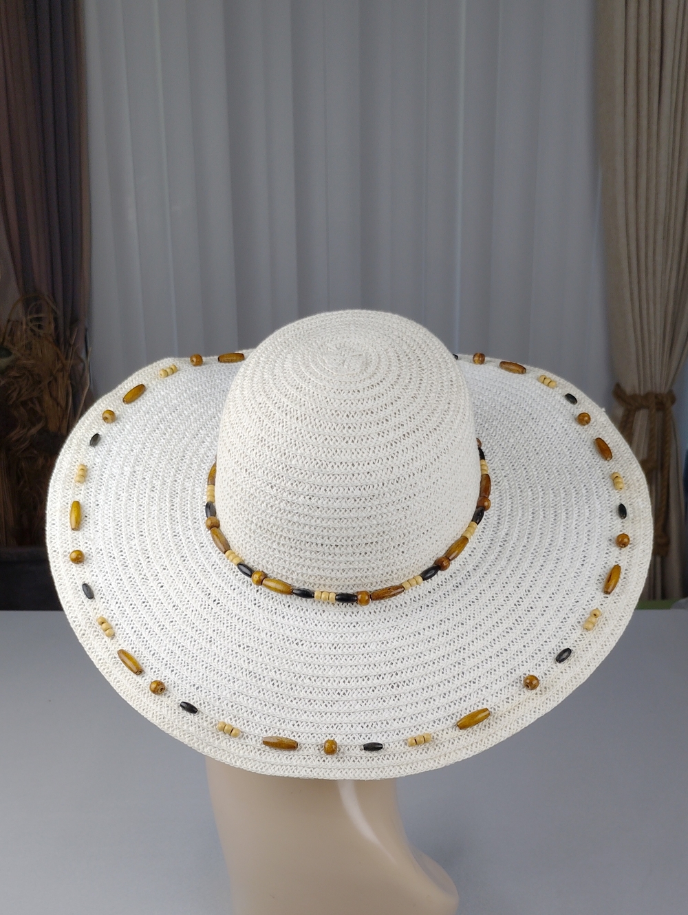 J Hats Beaded Wide Brim Sun Hat.
